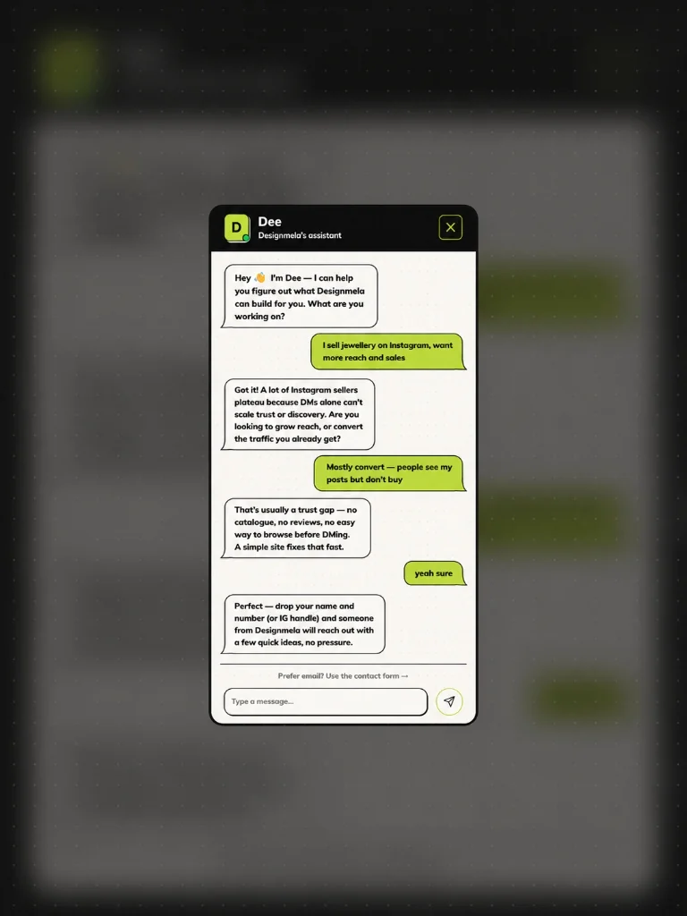 Designmela Assistant Dee Chatbot Showcase