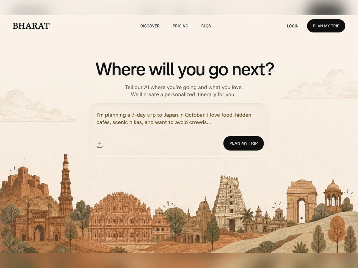 Bharat AI Travel Itinerary Site Preview